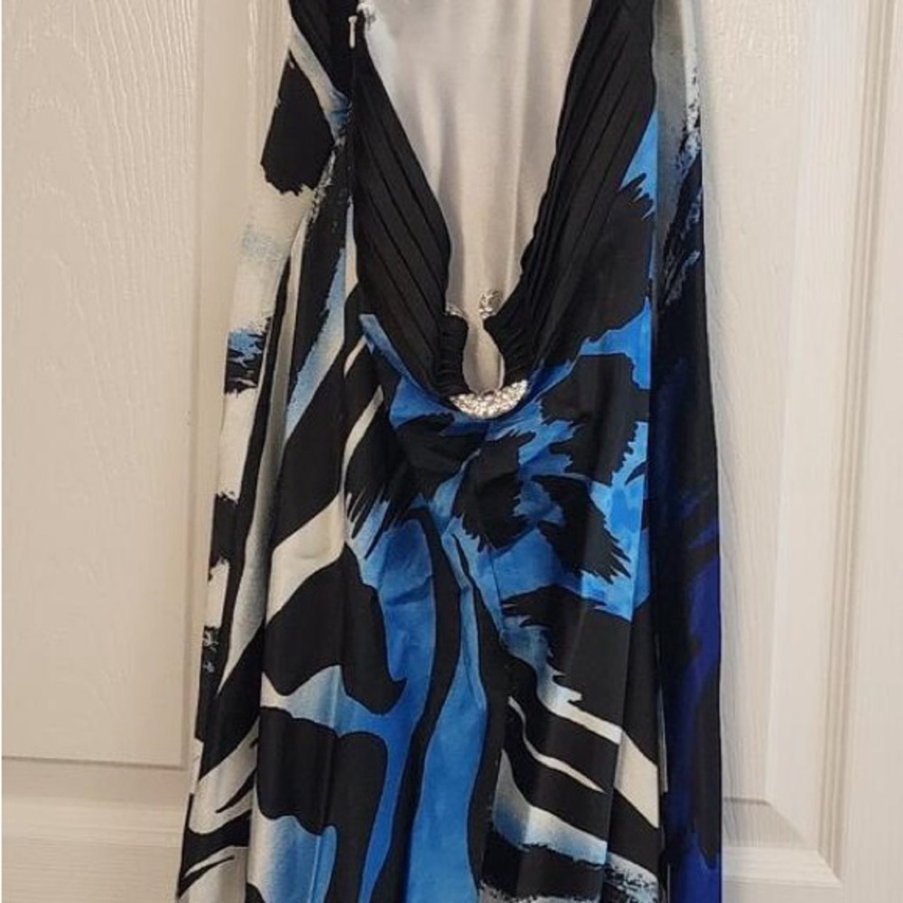 Cache Blue and Black Patterned Dress